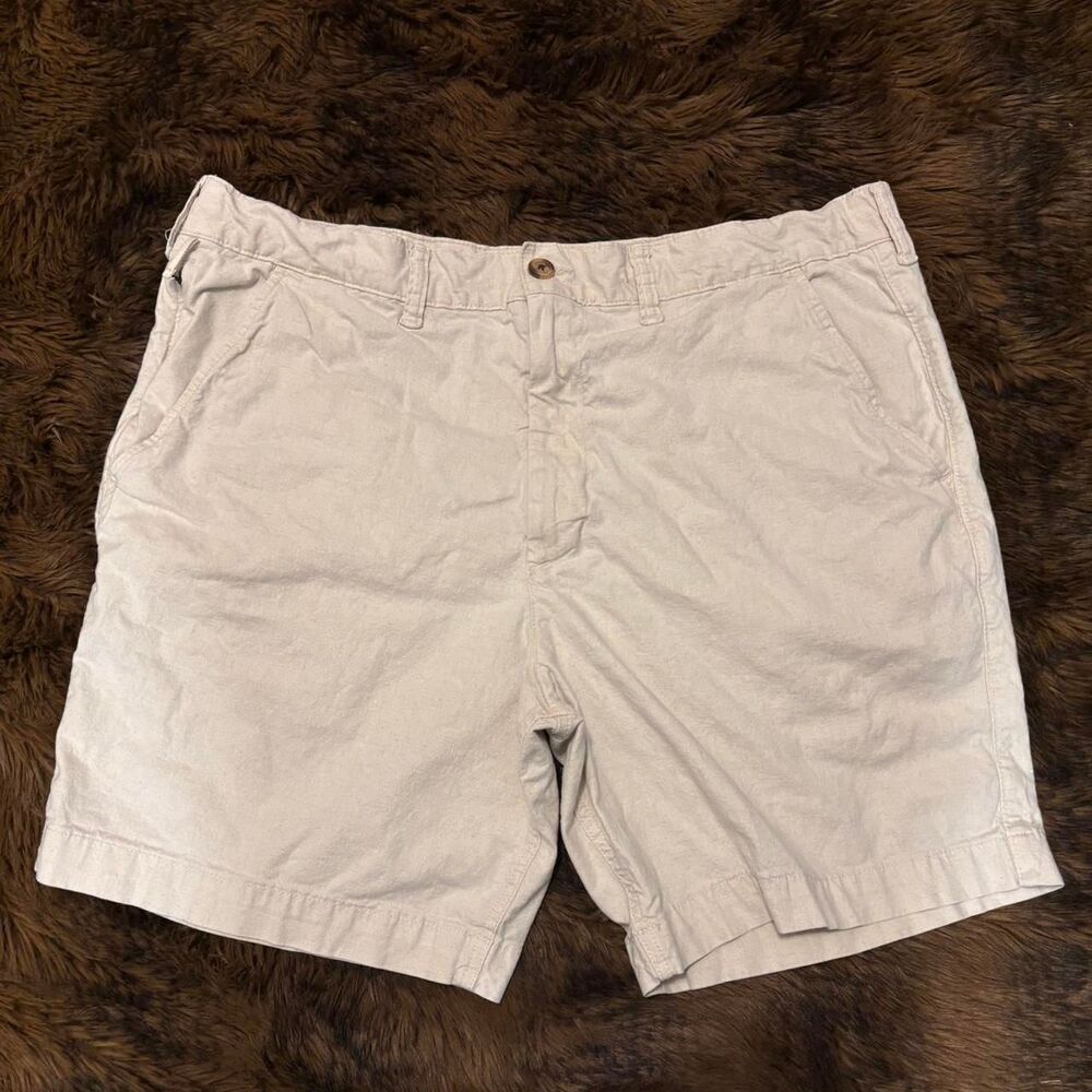 American Eagle Outfitters Lived-In Linen Blend Khaki Shorts Mens 38 x 8